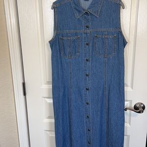 Vintage Sleeveless Denim MIDI Dress Sz L